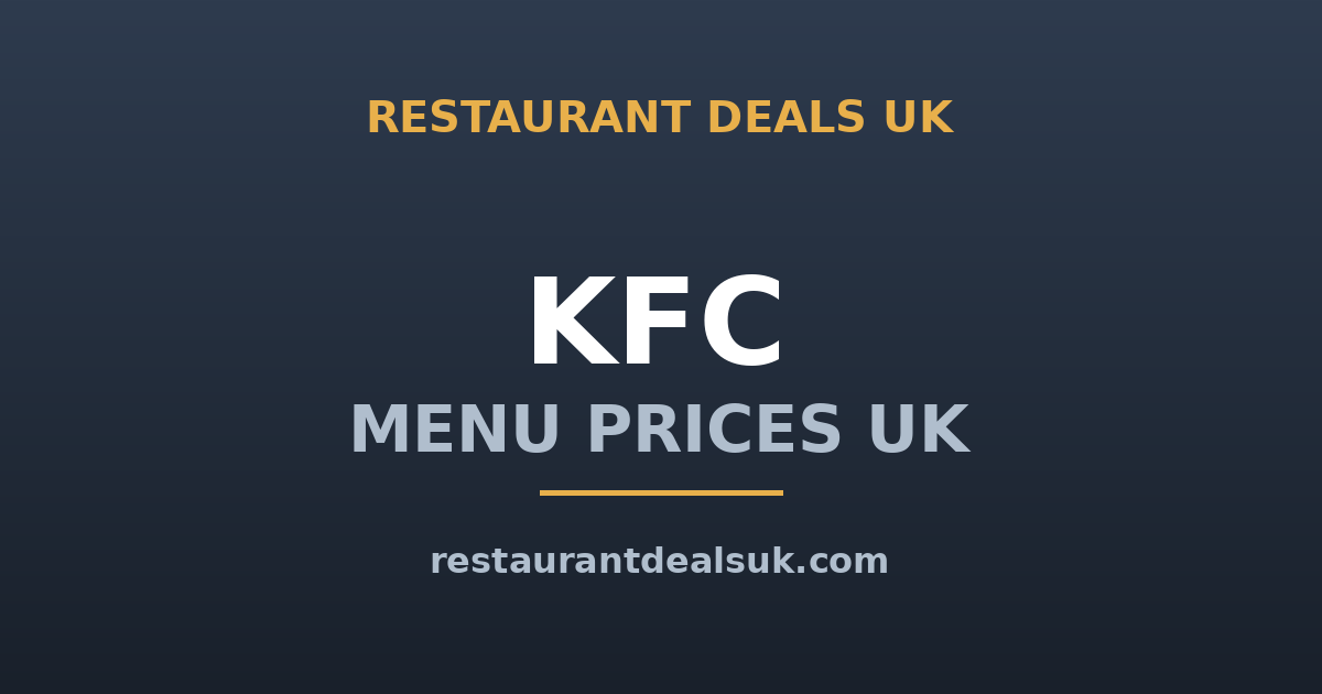 KFC Menu Prices UK (June 2026) — Full Price List & Tuesday Deal