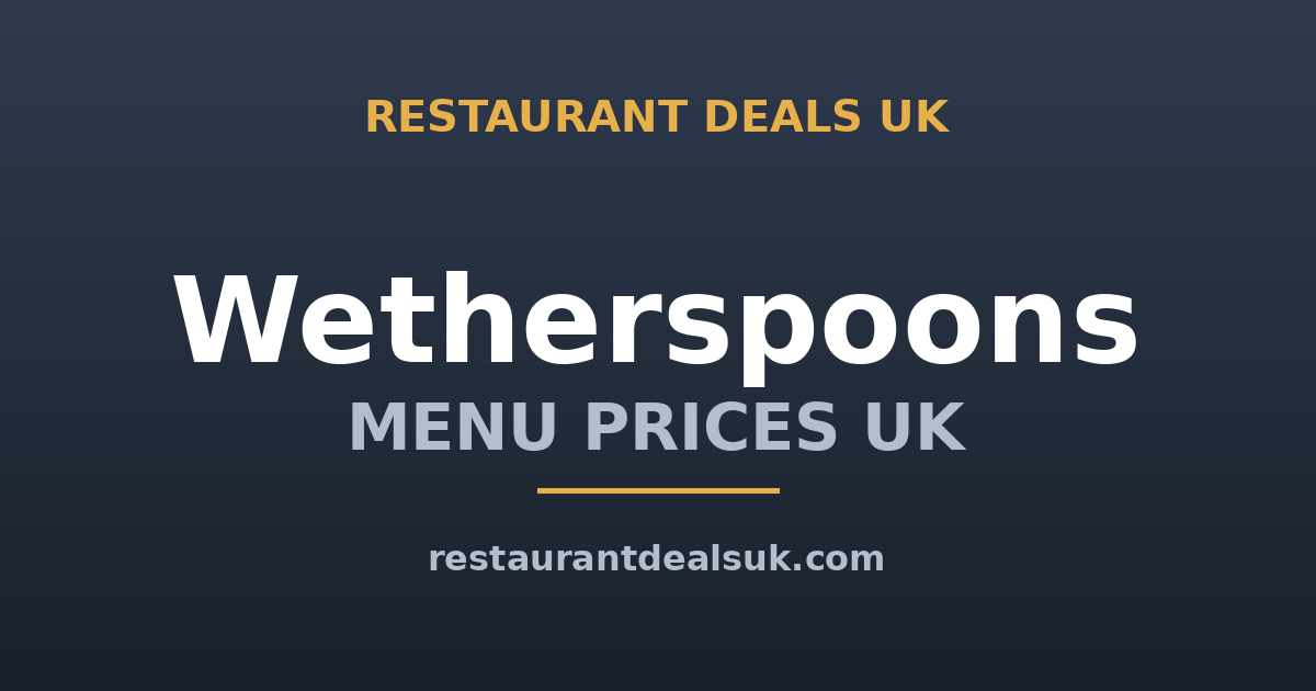 Wetherspoons Menu Prices UK (June 2026) — Meals, Deals & Breakfast
