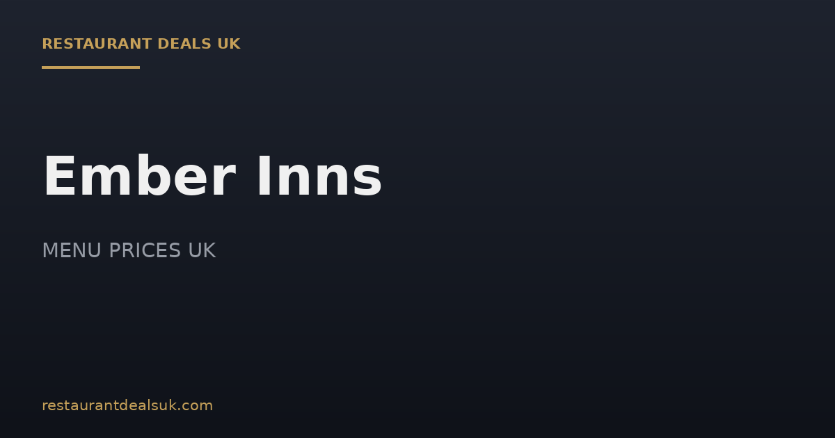Ember Inns Menu Prices UK