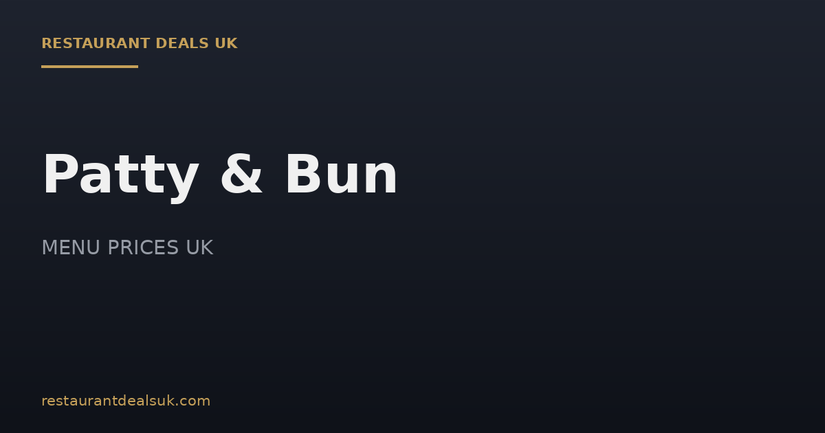 Patty & Bun Menu Prices UK
