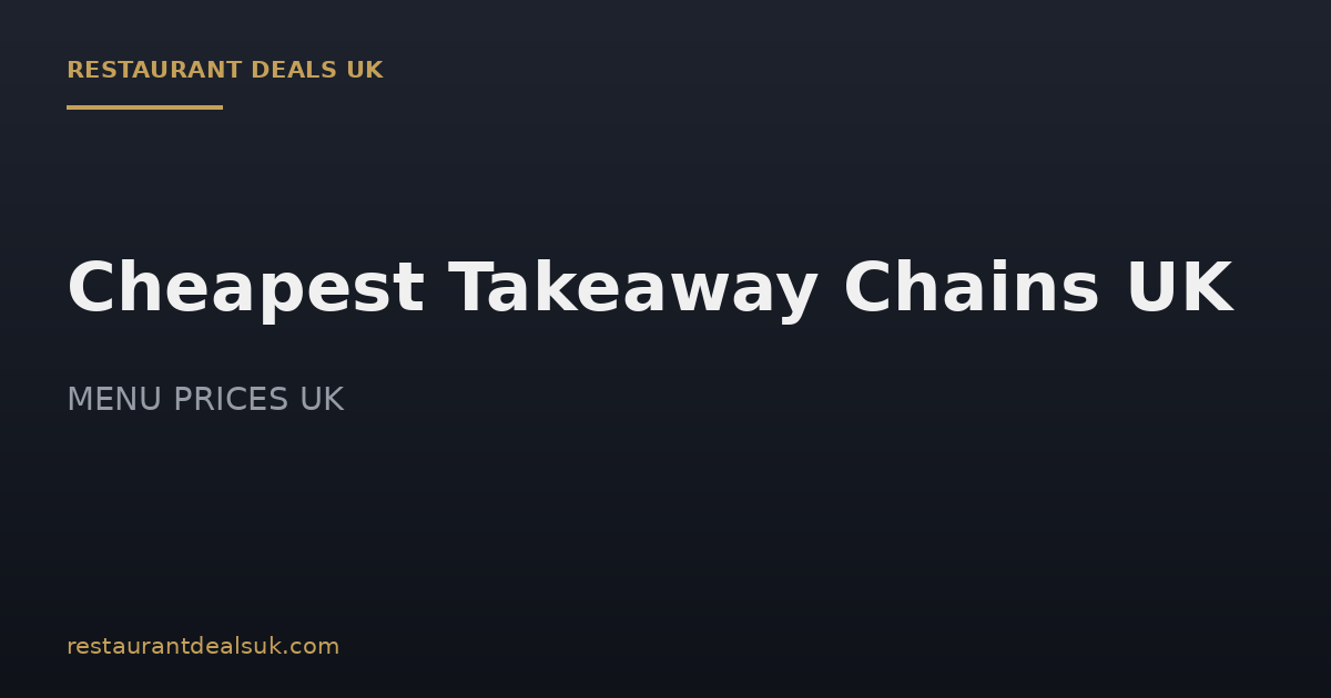 Cheapest Takeaway Chains UK (July 2026)