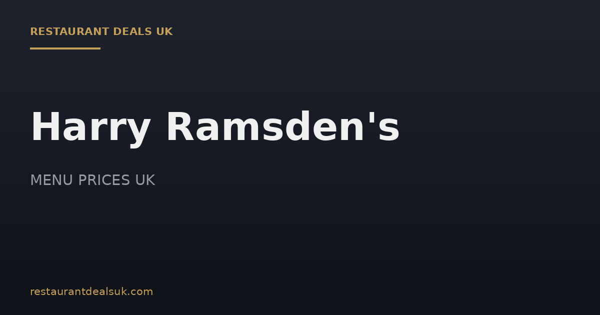 Harry Ramsden’s Menu Prices UK