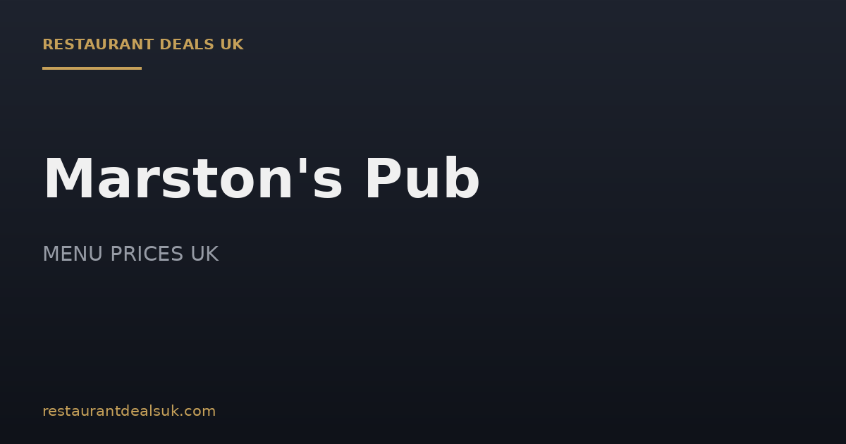 Marston’s Pub Prices UK