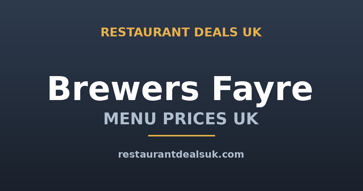 Brewers Fayre Menu Prices UK (June 2026) — Mains, Roast & Kids Deals