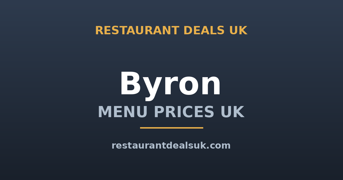 Byron Menu Prices UK (June 2026) — Burgers, Fries & Shakes