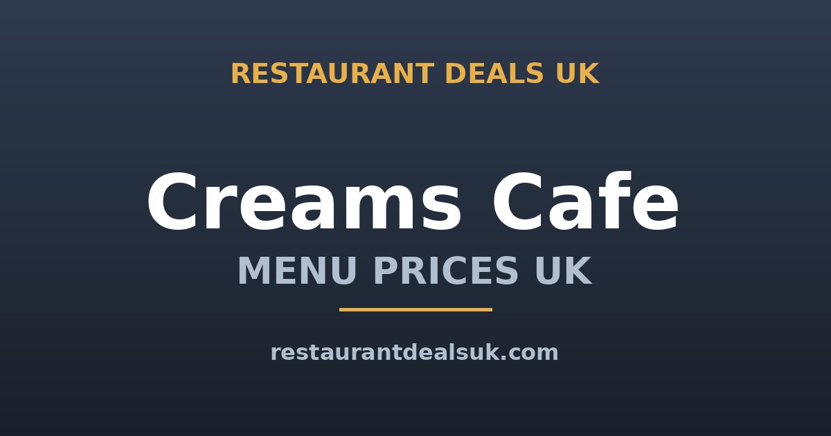 Creams Cafe Menu Prices UK (June 2026) — Waffles, Sundaes & Shakes